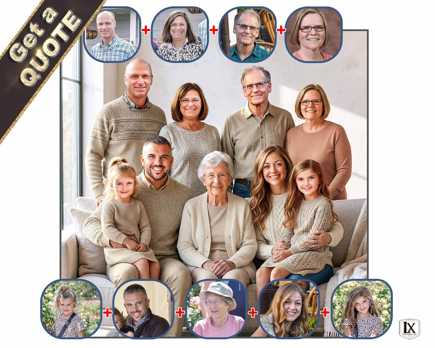 Geburtstags-Fotocollage | Kostenlose Beratung mit einem engagierten Digitalkünstler | Professionelle Druckoptionen | Hersteller maßgeschneiderter Kunstwerk-Collagen | Designreferenz: PPC180