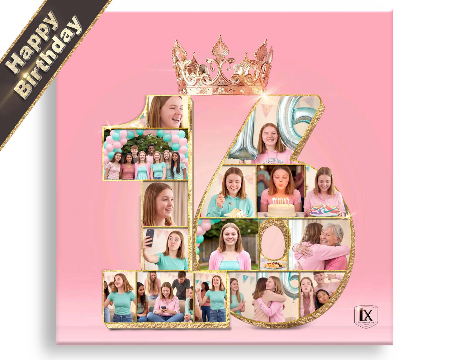 Geburtstags-Fotocollage | Kostenlose Beratung mit einem engagierten Digitalkünstler | Professionelle Druckoptionen | Hersteller maßgeschneiderter Kunstwerk-Collagen | Designreferenz: PPC180