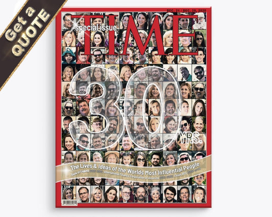 Custom photo collage artwork mimicking the style of a TIME Magazine cover, featuring multiple images arranged within the frame of the magazine title.